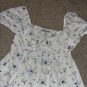 No Boundaries Floral Mini Dress - White and Blue